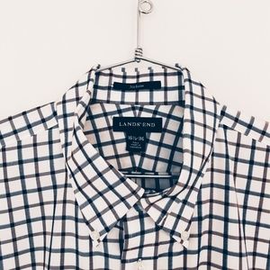 Lands End Men's Blue & Red Checked Dress Shirt
